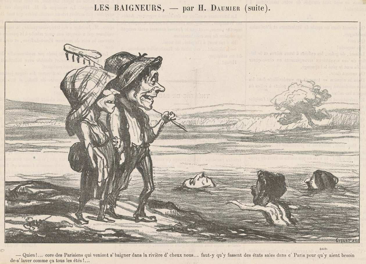 Who! ... Choir of Parisians who came to bathe ... by Honoré Daumier