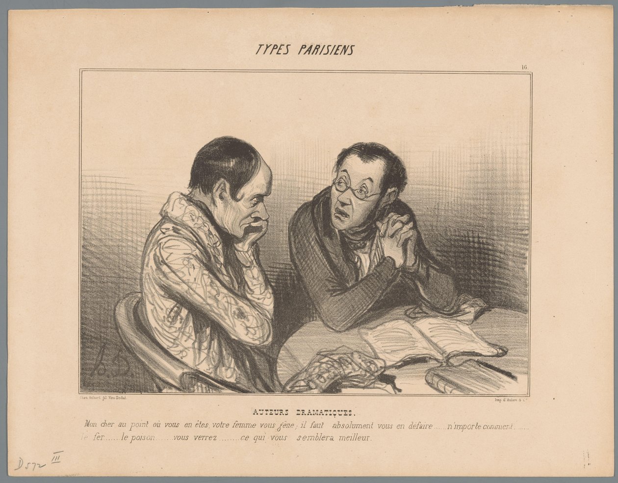 Writer Advises Colleague to Get Rid of His Wife by Honoré Daumier