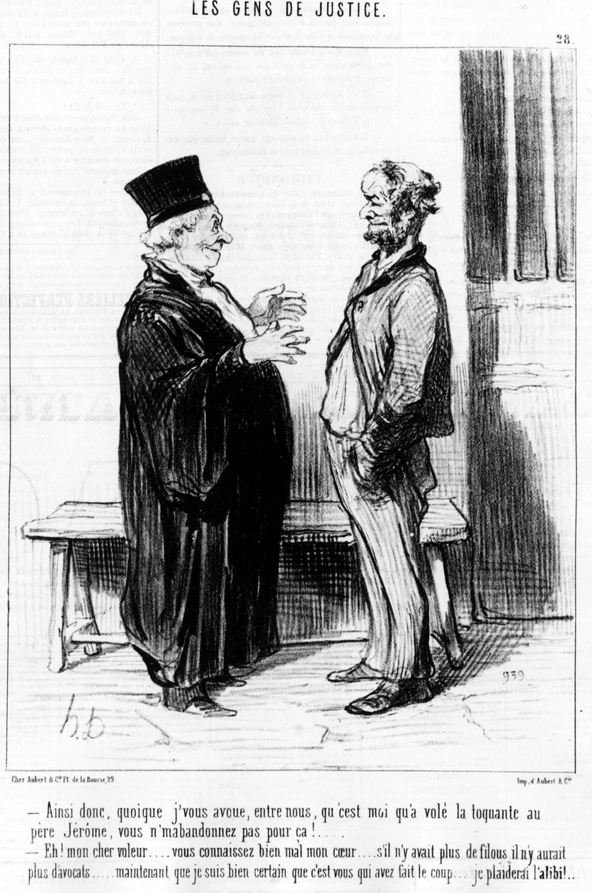 So, Although I Confess to You, Between Us, That I Was the One Who Stole the Toquante from Father Jerome, You Do Not Abandon Me for That!... Hey! My Dear Thief... You Hardly Know My Heart... If There Were No More Filers There Would Be No Lawyers... by Honoré Daumier