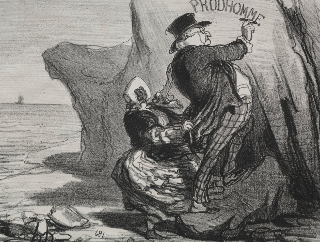 The Good Bourgeois (plate 3): I want to leave an imperishable monument of our visit to this cliff... by Honoré Daumier