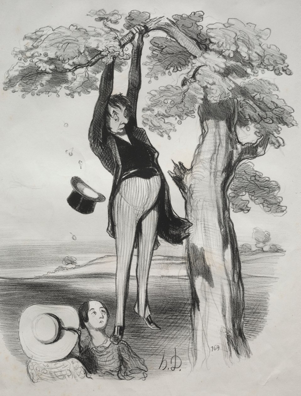 The Hazards of Shaking a Plum Tree too Vigorously (When One is a Grown Man) by Honoré Daumier