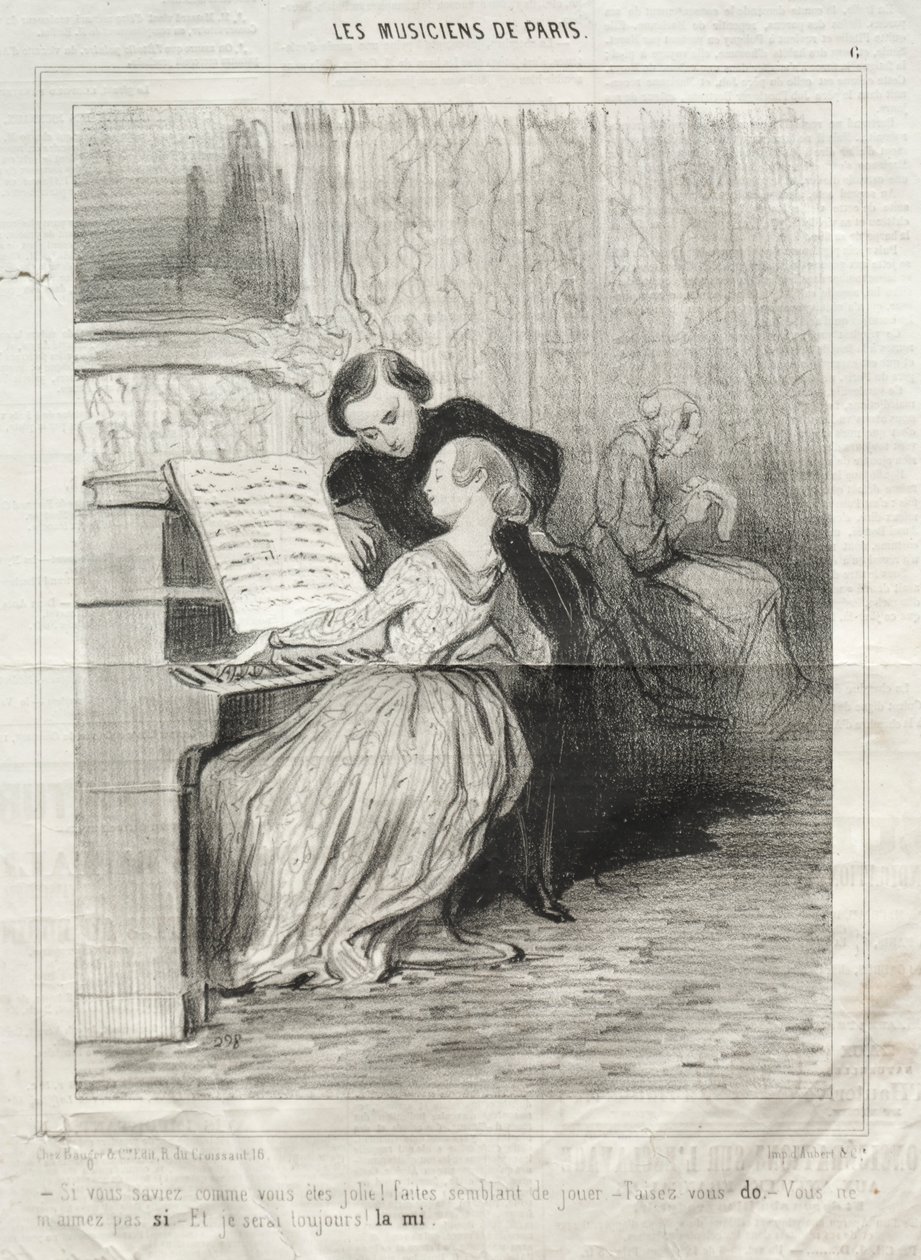 The Musicians of Paris, plate 6: If you knew how pretty you are! by Honoré Daumier