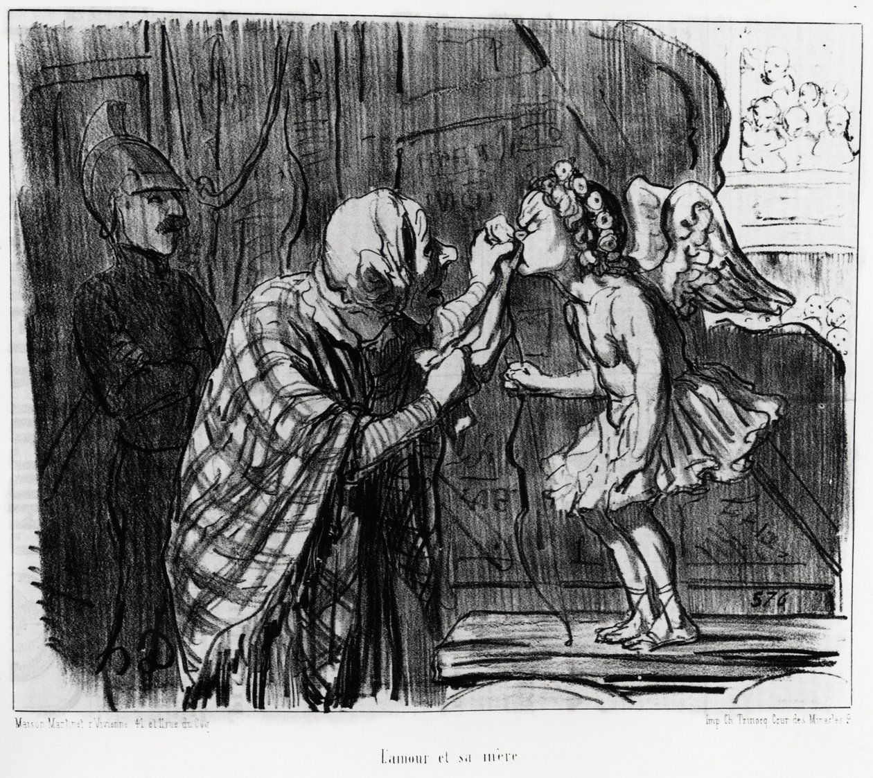 Theatre Sketch: Love and Mother. Illustration by Honore Daumier, Published in Charivari, Dated December 19, 1853 by Honoré Daumier