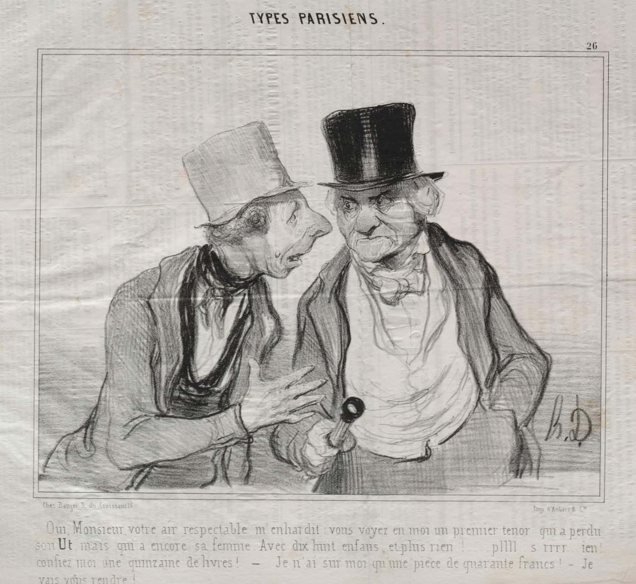 Types Parisiens, plate 26: Yes, Sir, your respectable air encourages me... by Honoré Daumier