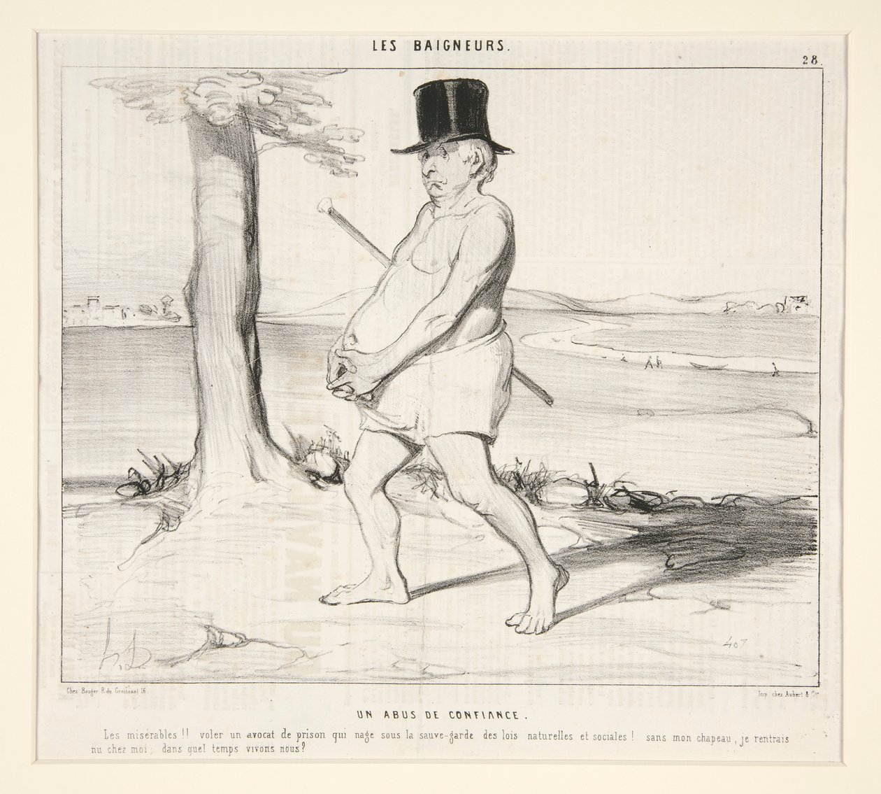Un Abus de Confiance. Les Miserables!! Voler un Avocat de Prison qui Nage sous la Sauve-Garde des Lois Naturelles et Sociales! by Honoré Daumier