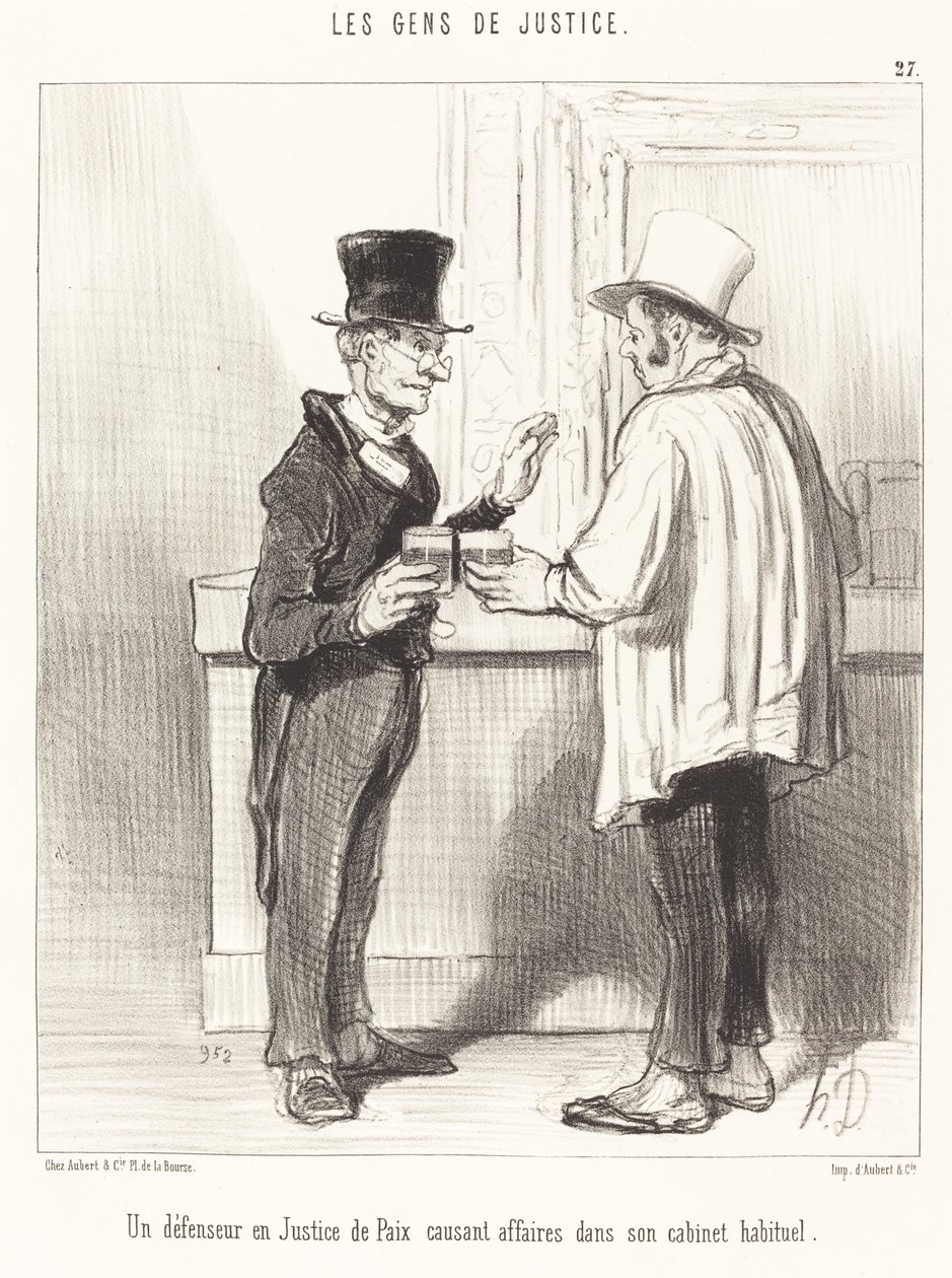 A Defender... chatting... in his usual office by Honoré Daumier