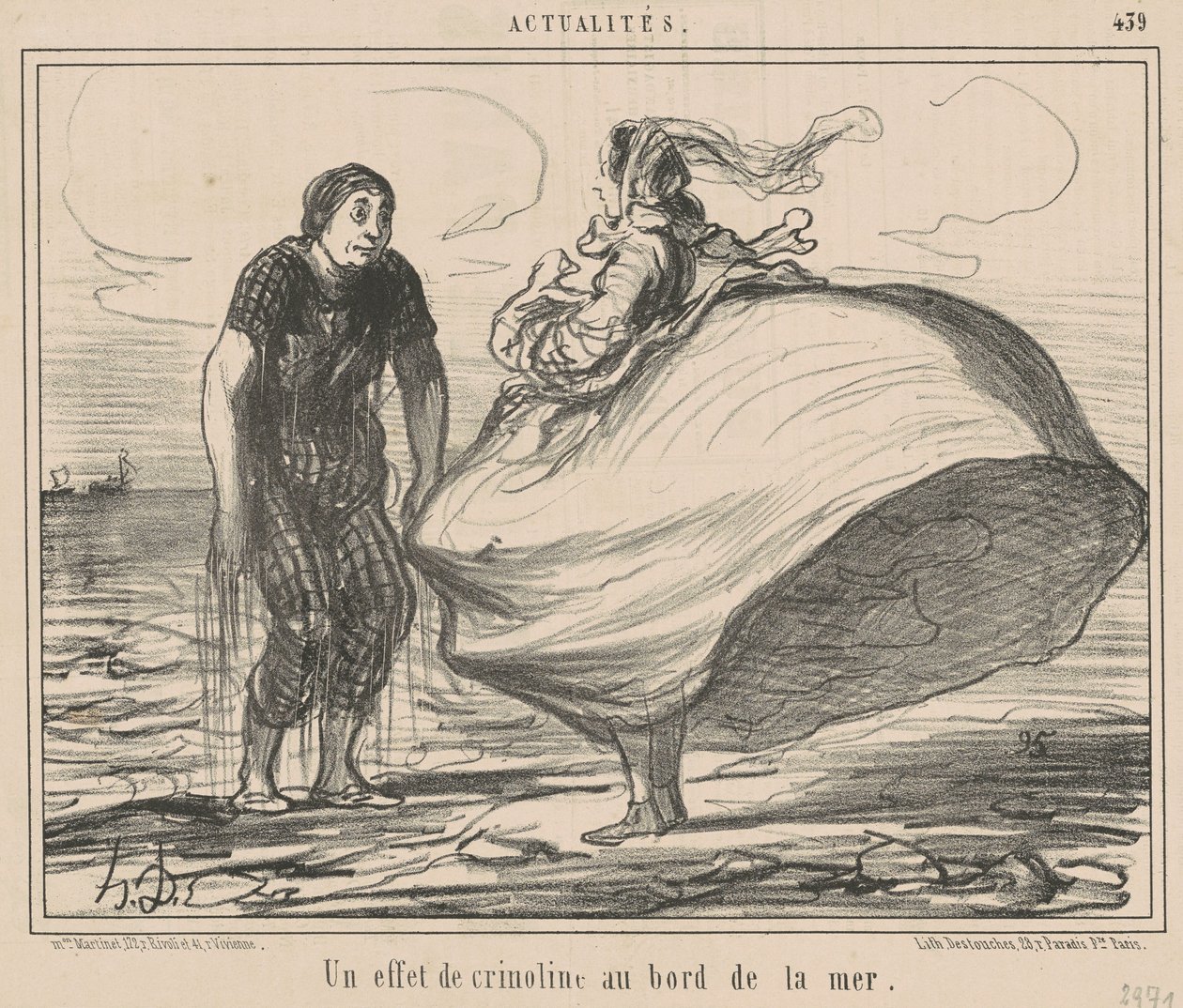 An Effect of Crinoline by the Sea by Honoré Daumier