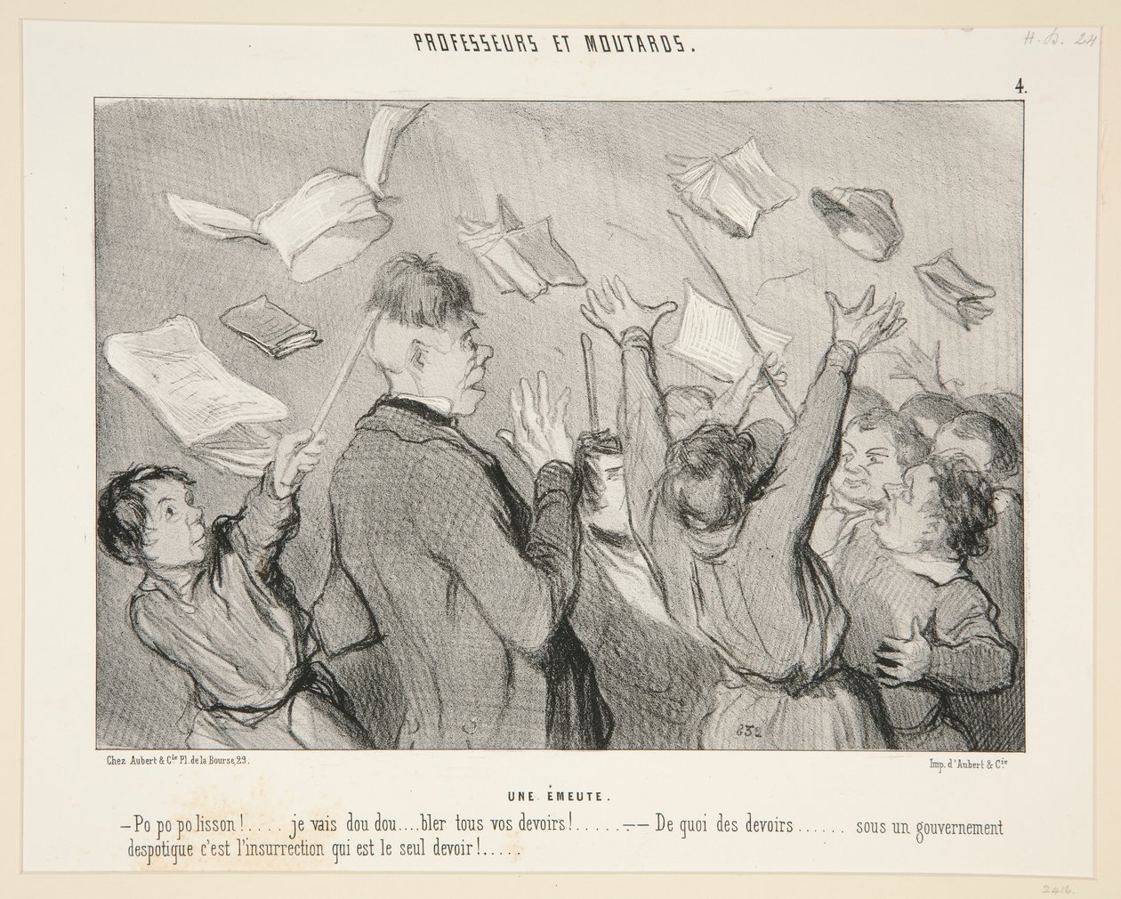 A Riot; #4 of Professors and Brats by Honoré Daumier