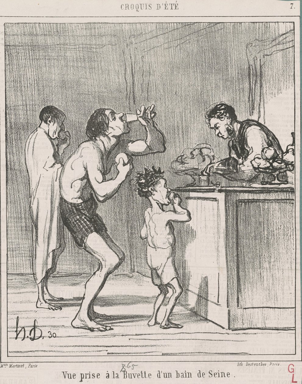 View taken at the refreshment bar of a bath by Honoré Daumier