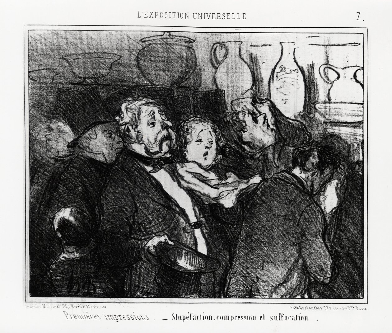 World Exhibition: First Impressions: Stupefaction, Compression and Suffocation (Illustration by Honore Daumier, published in Charivari, 24 May 1855) by Honoré Daumier