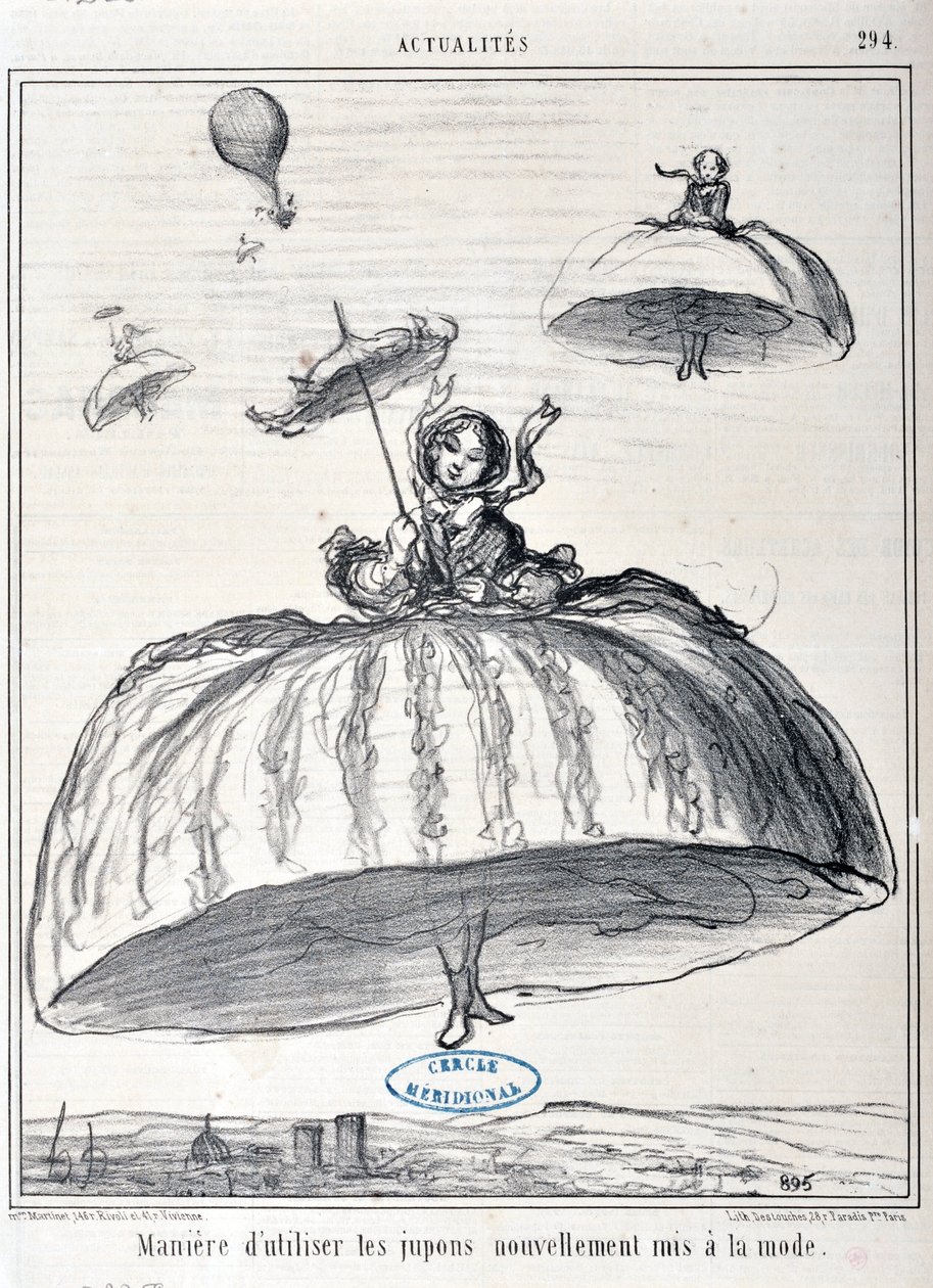 Way to use petticoats newly put to fashion by Honoré Daumier