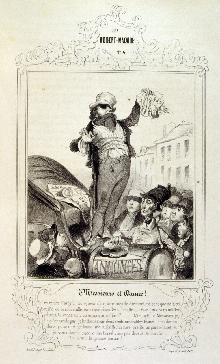 Illustrations about ideas and legends Philipon under the title Les Cent and Robert Macaire by Honoré Daumier