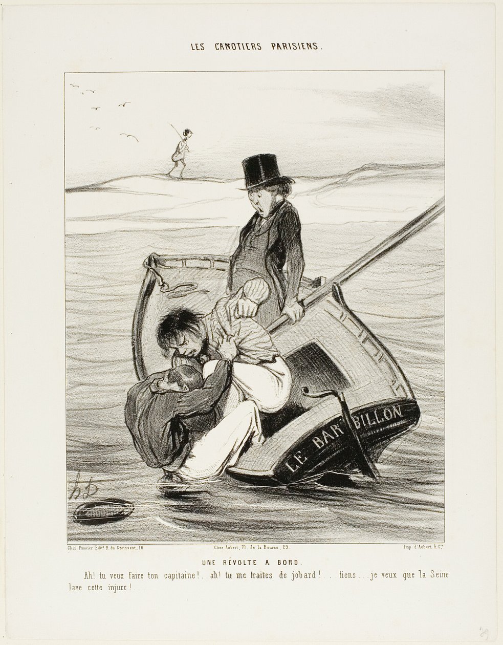 A Revolt On Board, plate 13 from Les Canotiers Parisiens by Honoré Victorin Daumier