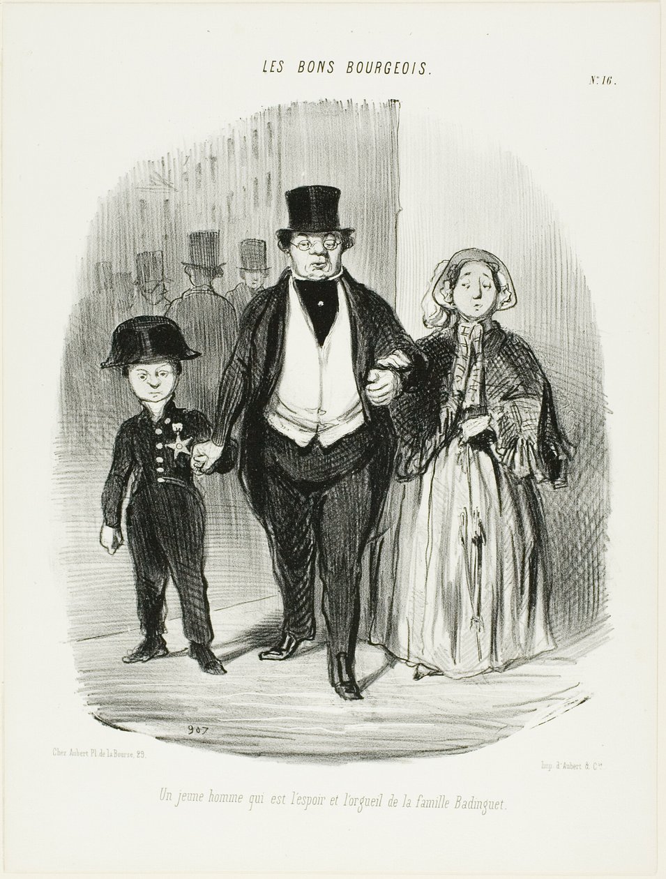 A Young Man Who is the Pride and Hope of the Badinguet Family, Plate 16 from Les Bons Bourgeois by Honoré Victorin Daumier