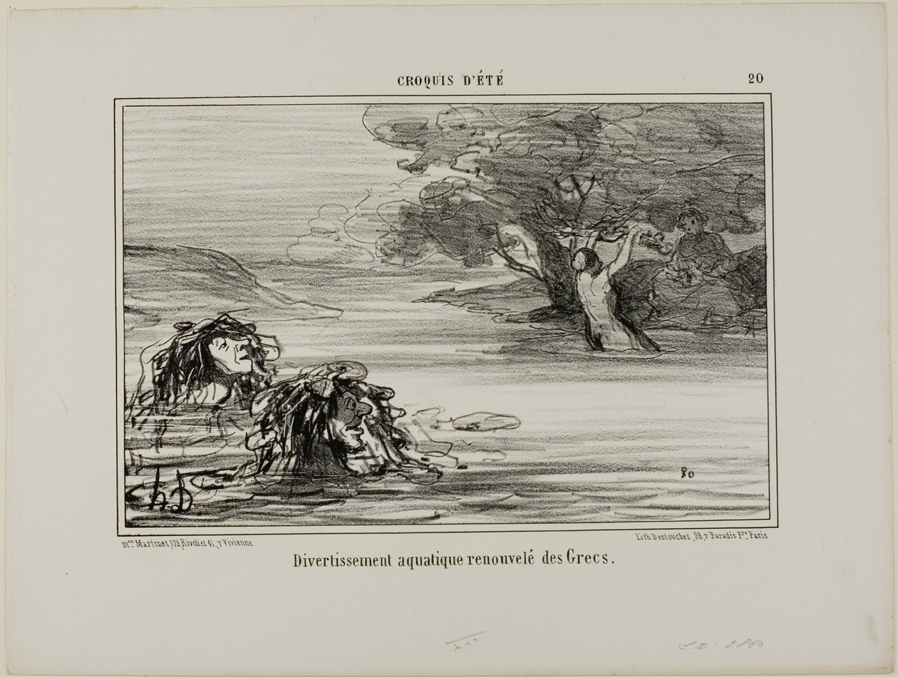 Aquatic Fun Borrowed from the Old Greeks, Plate 20 from Summer Sketches by Honoré Victorin Daumier