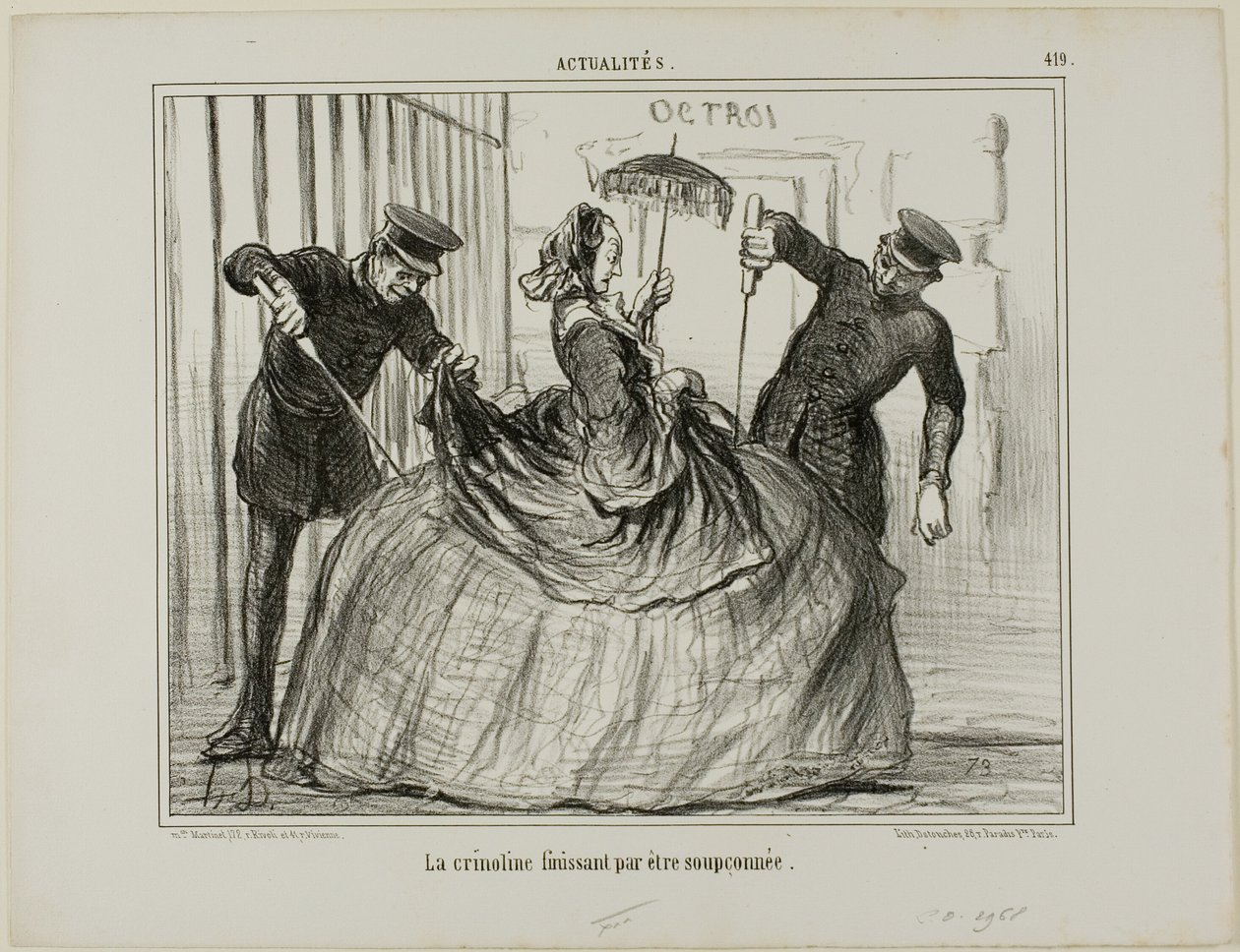Crinolines are suddenly getting to be suspicious, plate 419 from Actualités by Honoré Victorin Daumier