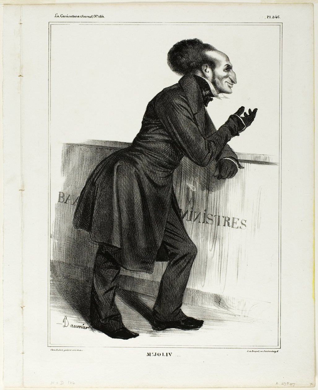 Mr. Joliv...., plate 346 from Celebrities of Caricature by Honoré Victorin Daumier