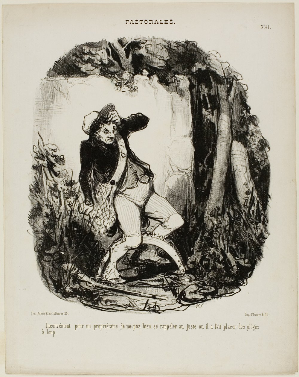Quite Embarrassing Not to Remember Where One Has Hidden the Wolf Traps, Plate 44 from Pastorales by Honoré Victorin Daumier