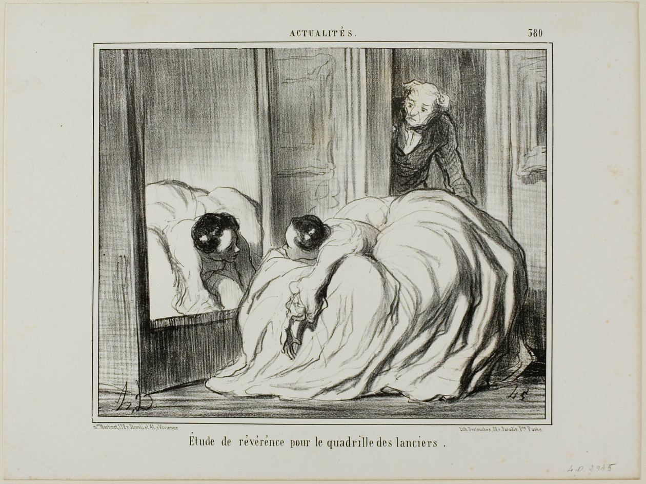 Study of Reverence for the Quadrille of the Lancers, plate 380 from Actualités by Honoré Victorin Daumier