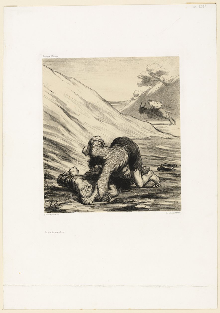The Ass and Two Thieves, plate 75 from Souvenirs d’artistes by Honoré Victorin Daumier
