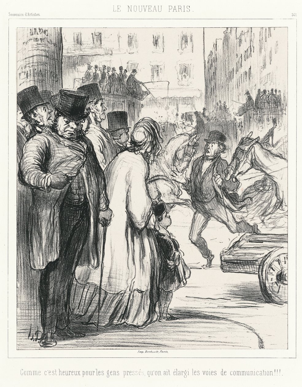 The New Paris. How fortunate for those in a hurry that the avenues have been widened!!!, plate 301 from Souvenirs d’artistes by Honoré Victorin Daumier