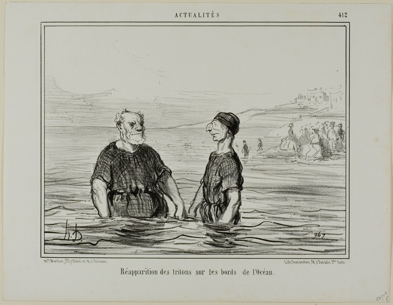 The Reappearance of the Tritons of the Sea, plate 412 from Actualités by Honoré Victorin Daumier