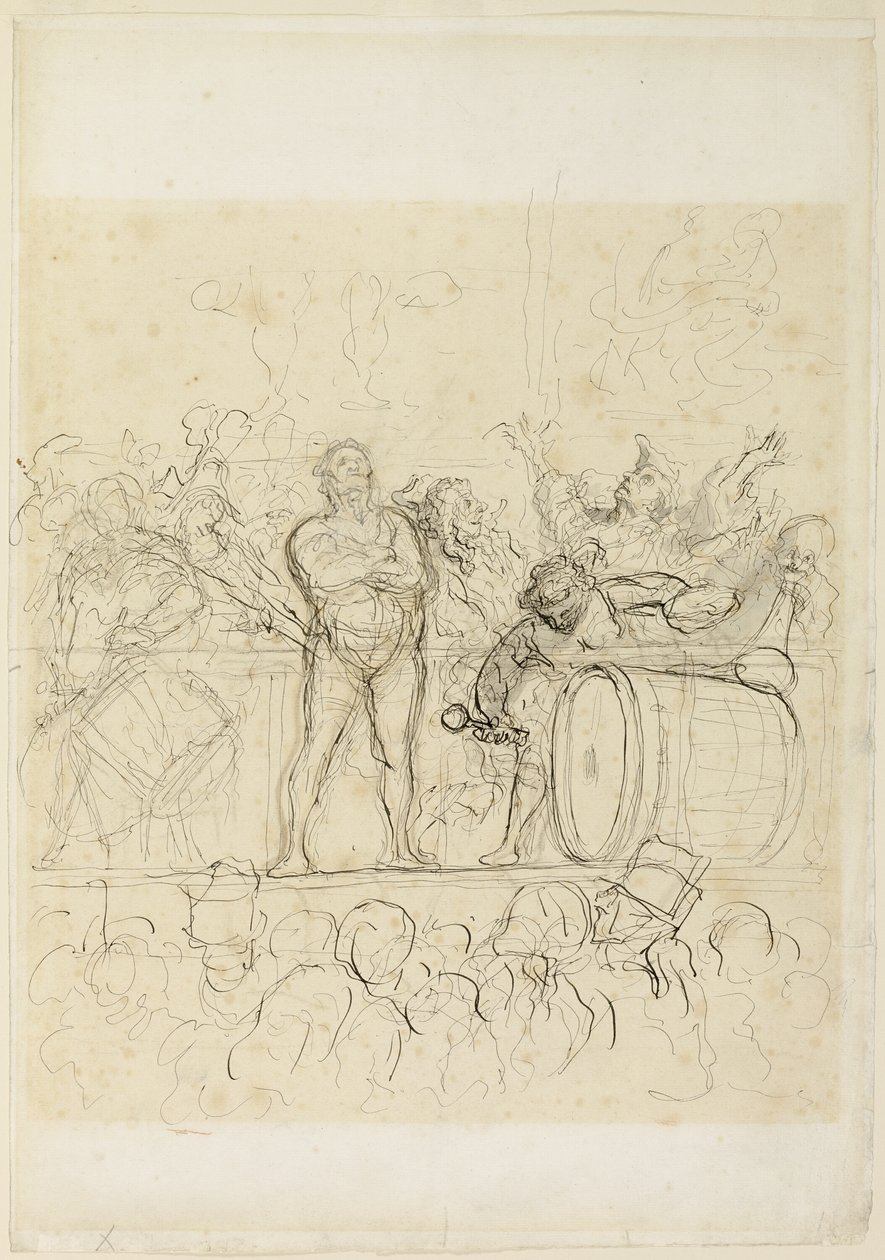 The Side Show by Honoré Victorin Daumier