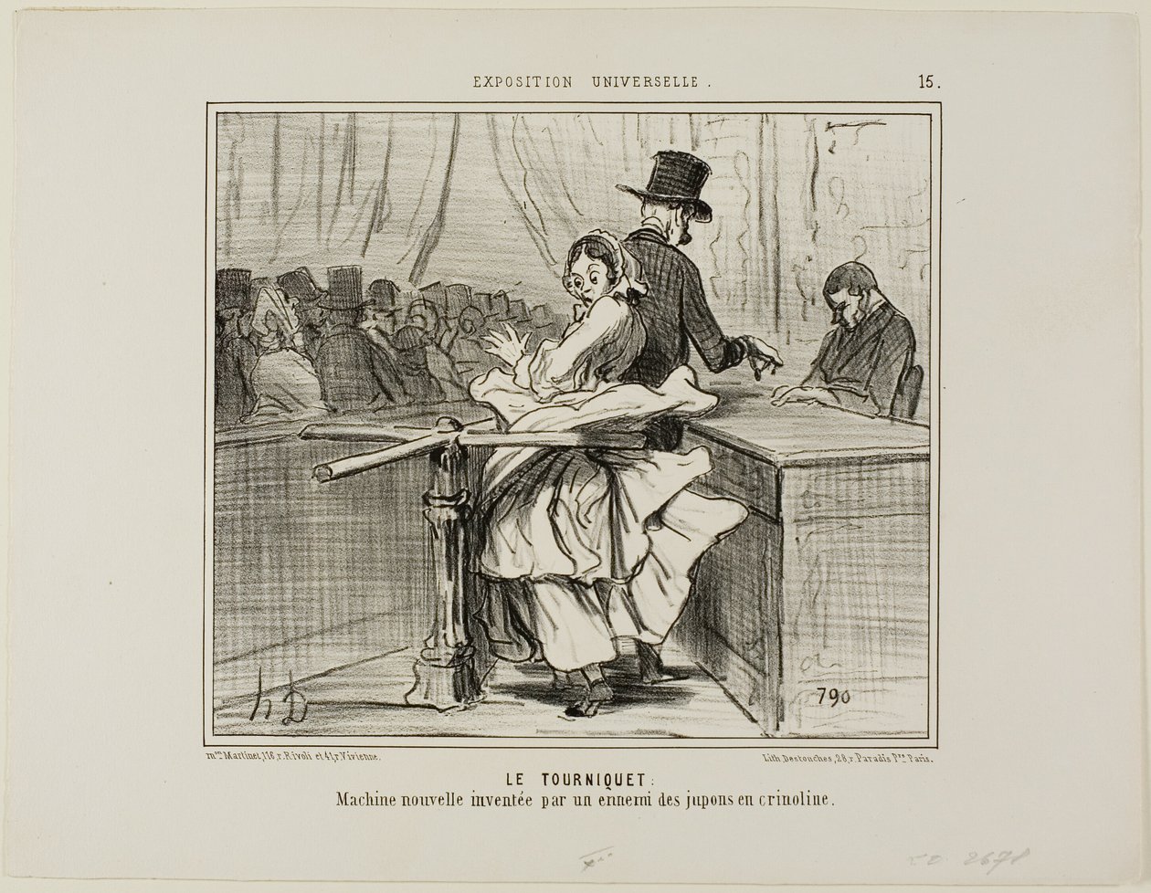 The Turnstile. A new machine invented by the enemy of crinoline petticoats, plate 15 from L
