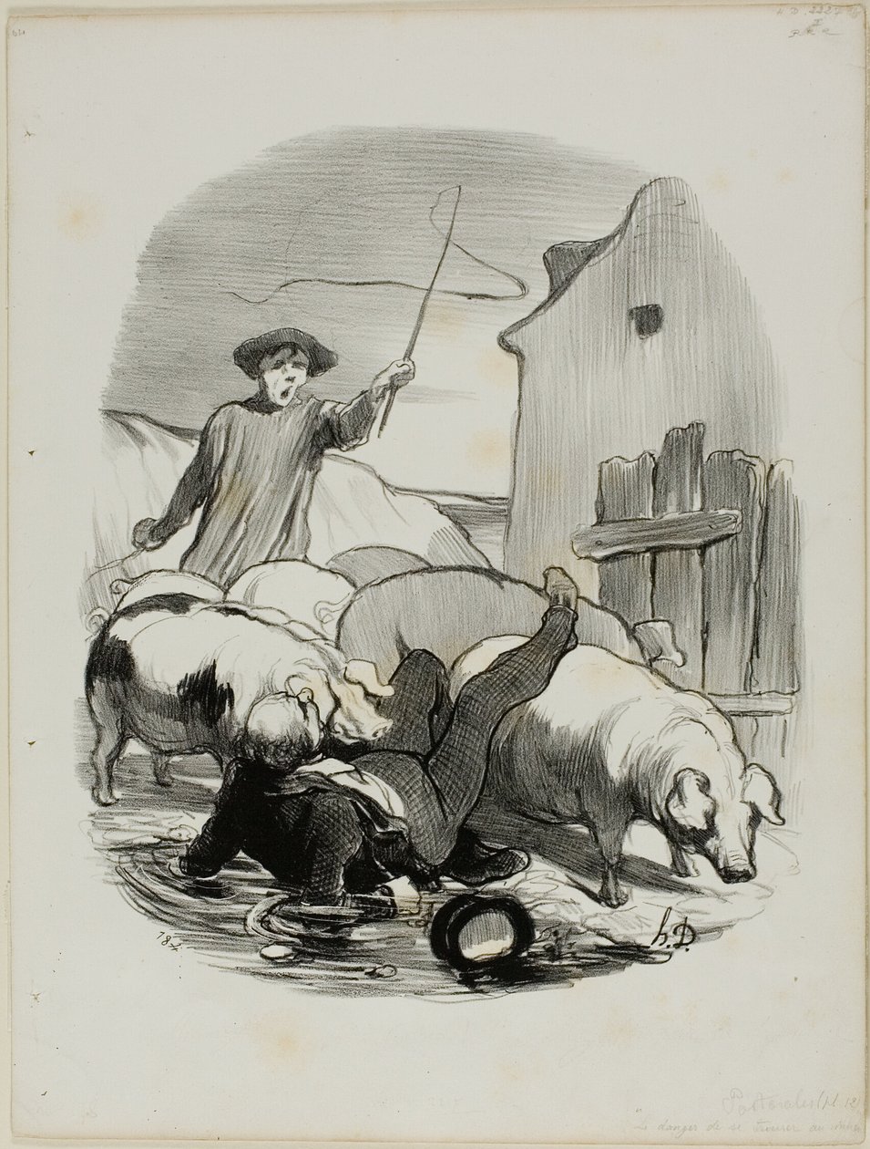 The Danger of Being Caught in a Steeple Chase, Plate 12 from Pastorales by Honoré Victorin Daumier
