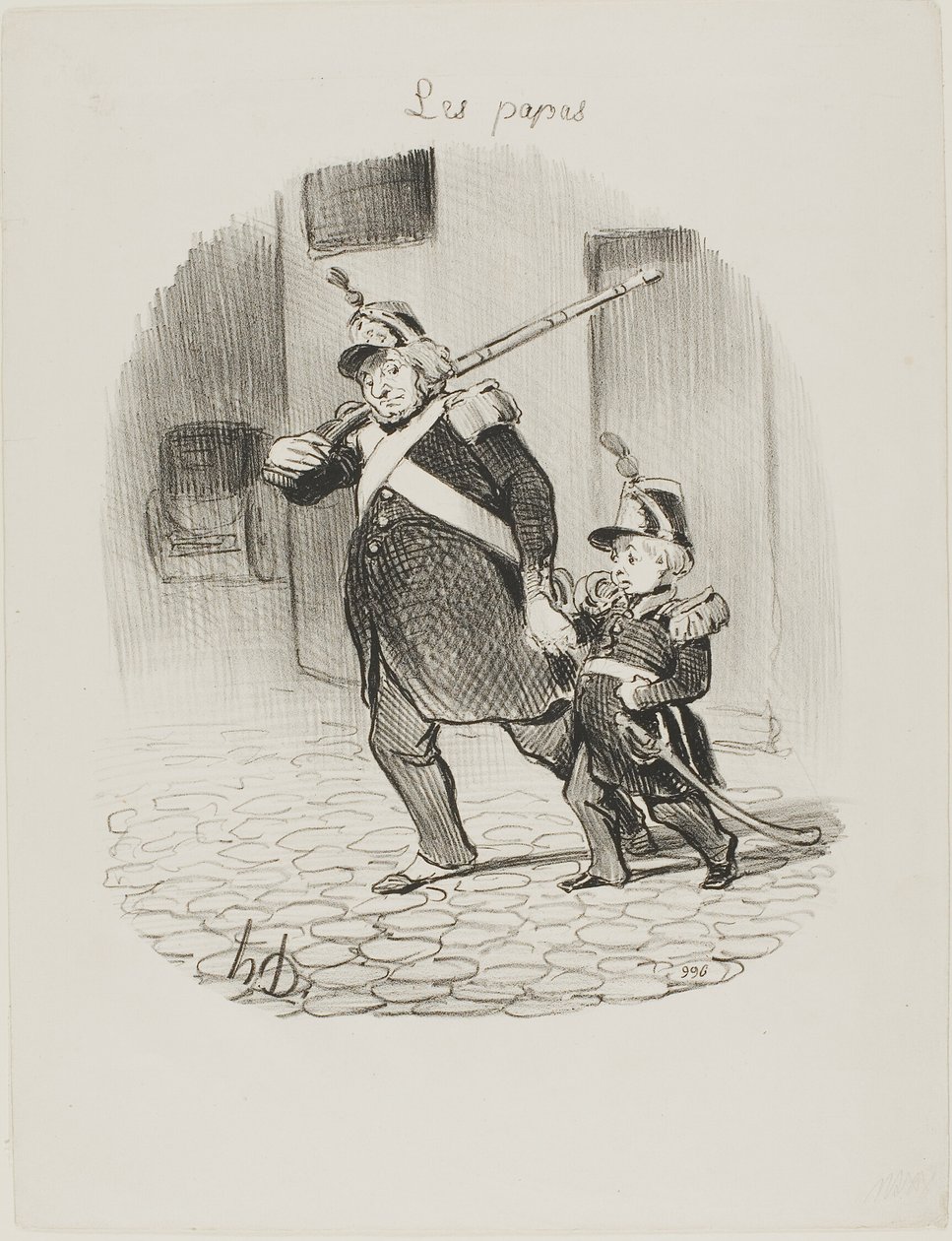 The Day of the Great Parade, Plate 6 from Les Papas by Honoré Victorin Daumier