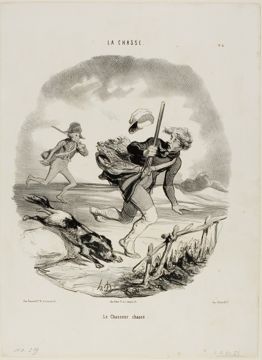 The hunted hunter, plate 4 from La Chasse by Honoré Victorin Daumier