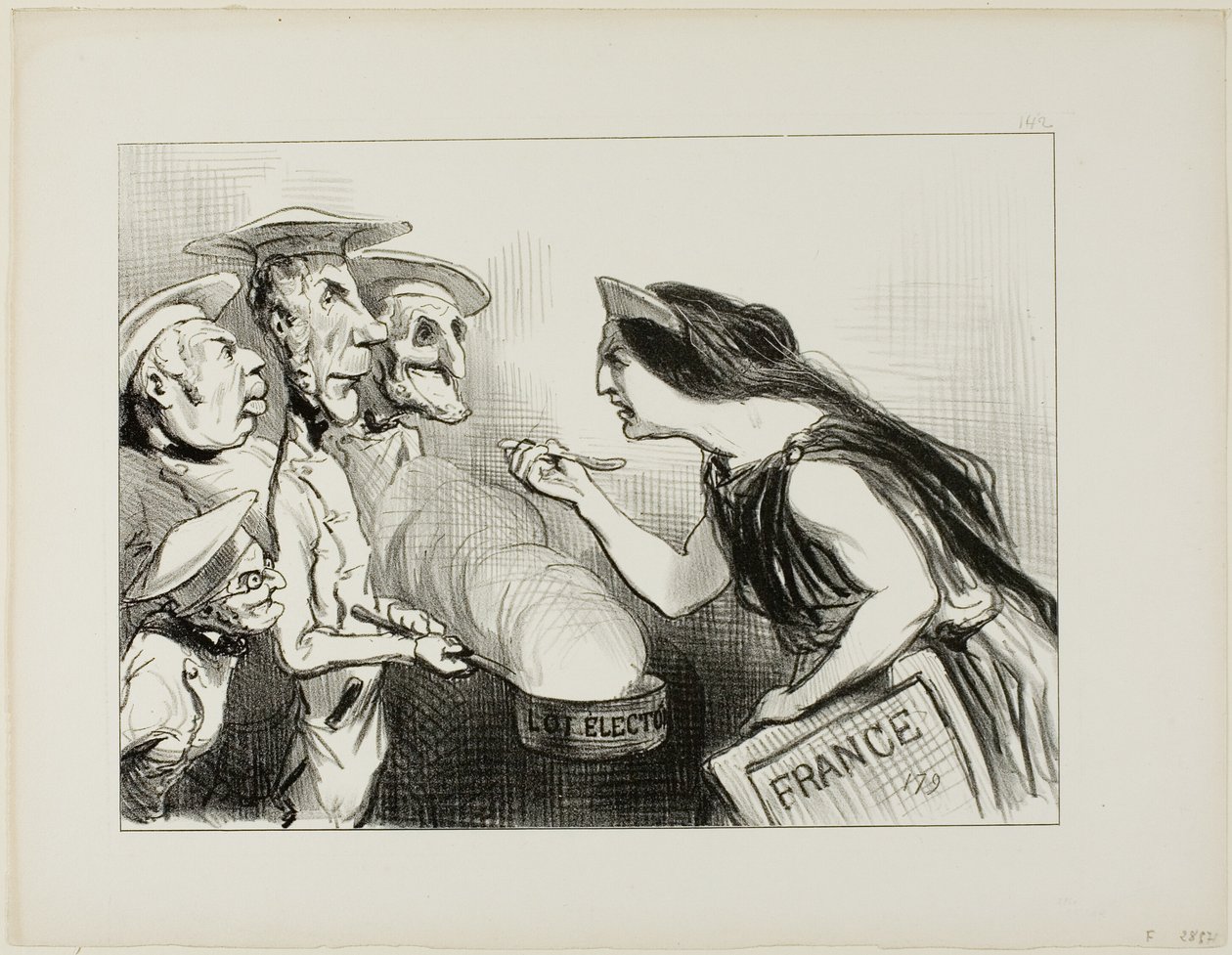 Too Many Cooks Spoil The Broth. "- This really tastes like bad cooking," plate 142 from Actualités by Honoré Victorin Daumier