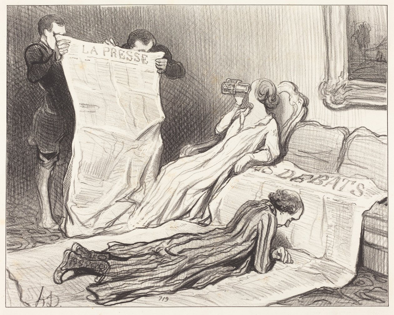 Subscribers Receiving Their Newspaper... by Honoré Daumier