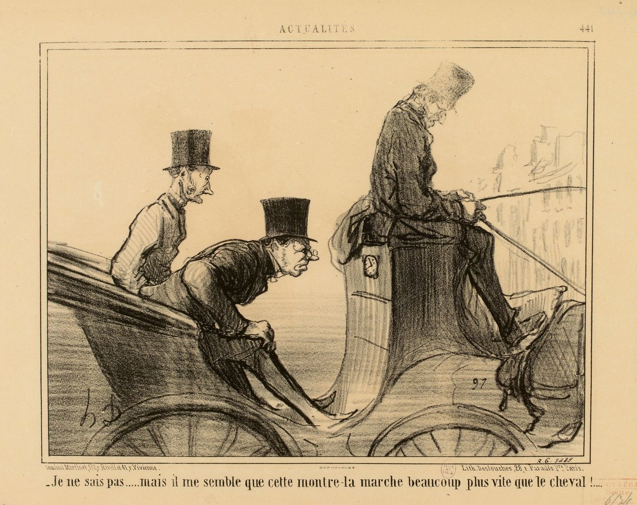 Current Events, No. 441: - I don’t know... but it seems to me that this watch runs much faster than the horse by Honoré Daumier