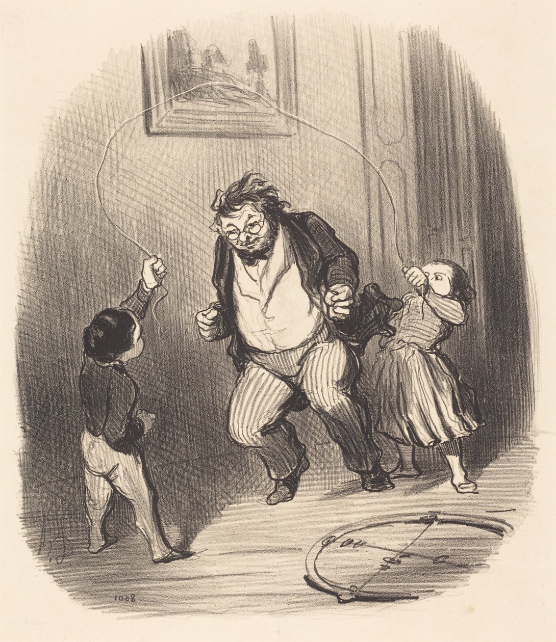 Come on, Dad... again... thirty-two turns!... by Honoré Daumier