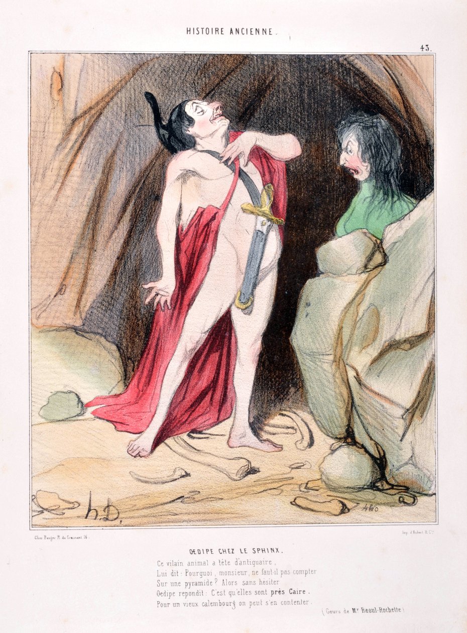 Artwork by Honore Daumier (1808-1879). Ancient history Oedipus in the Sphinx. LIBRARY OF THE ALCAZAR, MARSEILLE by Honoré Daumier