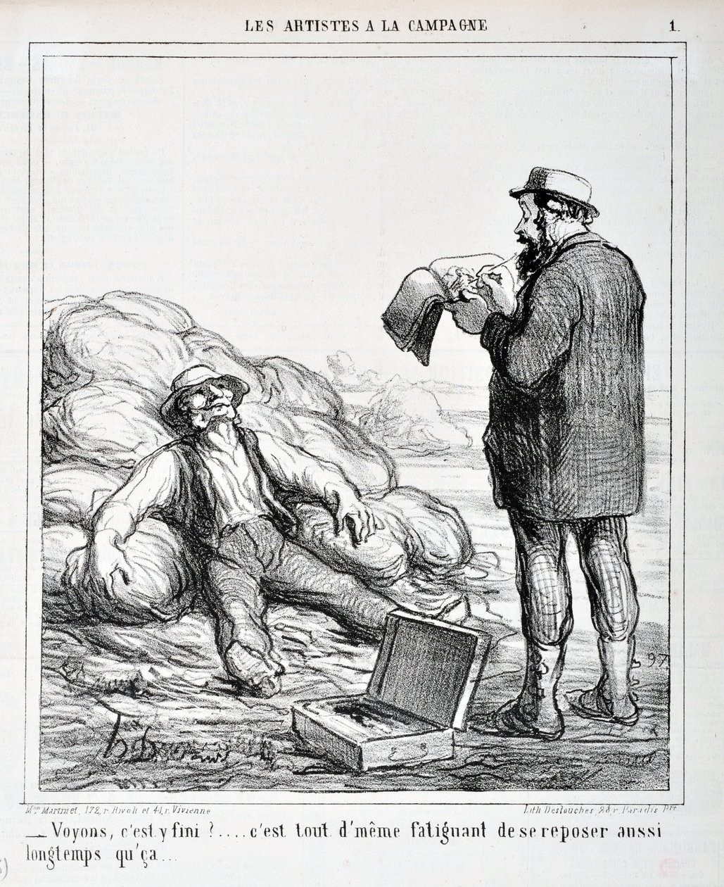 Artwork by Honore Daumier. Charivari Dates from 1865: Serie LES ARTISTS IN THE CAMPAGNE - 
