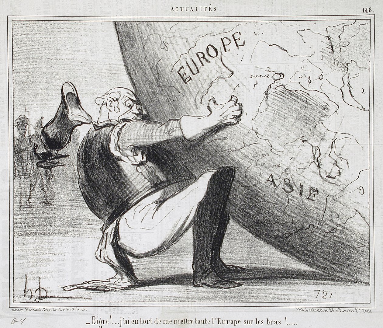 Damn!... I was wrong to put all Europe on my arm! by Honoré Daumier