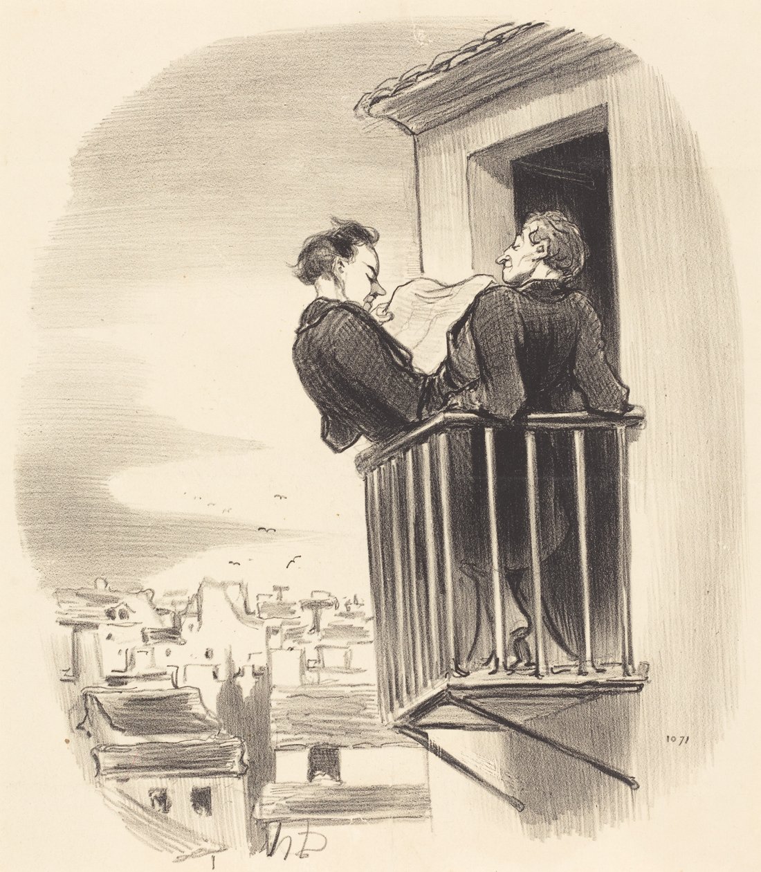 How the Spanish Balcony is Understood in Paris by Honoré Daumier