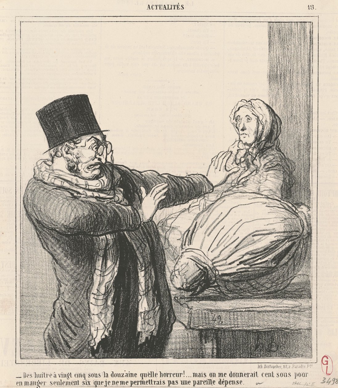 Oysters at Twenty-Five Sous a Dozen...! by Honoré Daumier