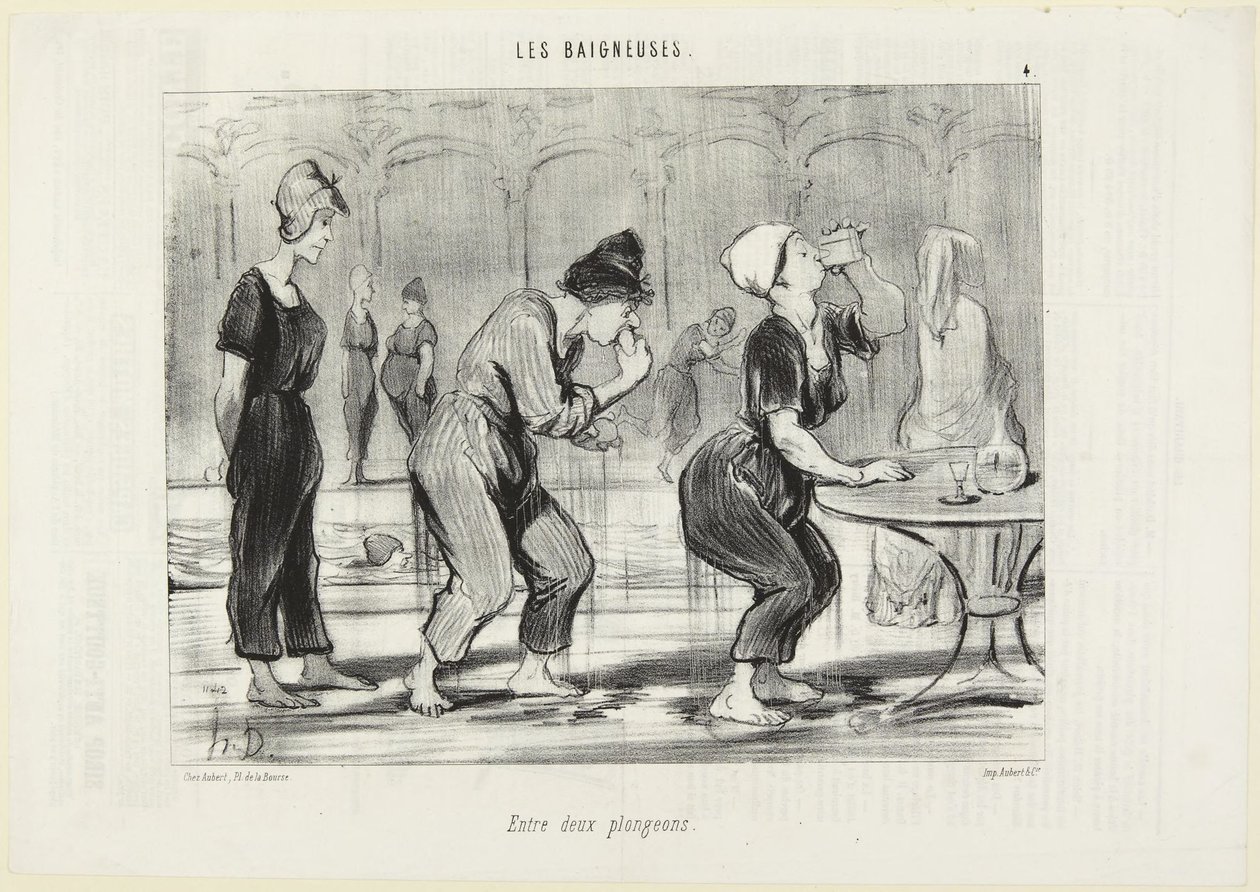 Between Two Plunges by Honoré Daumier