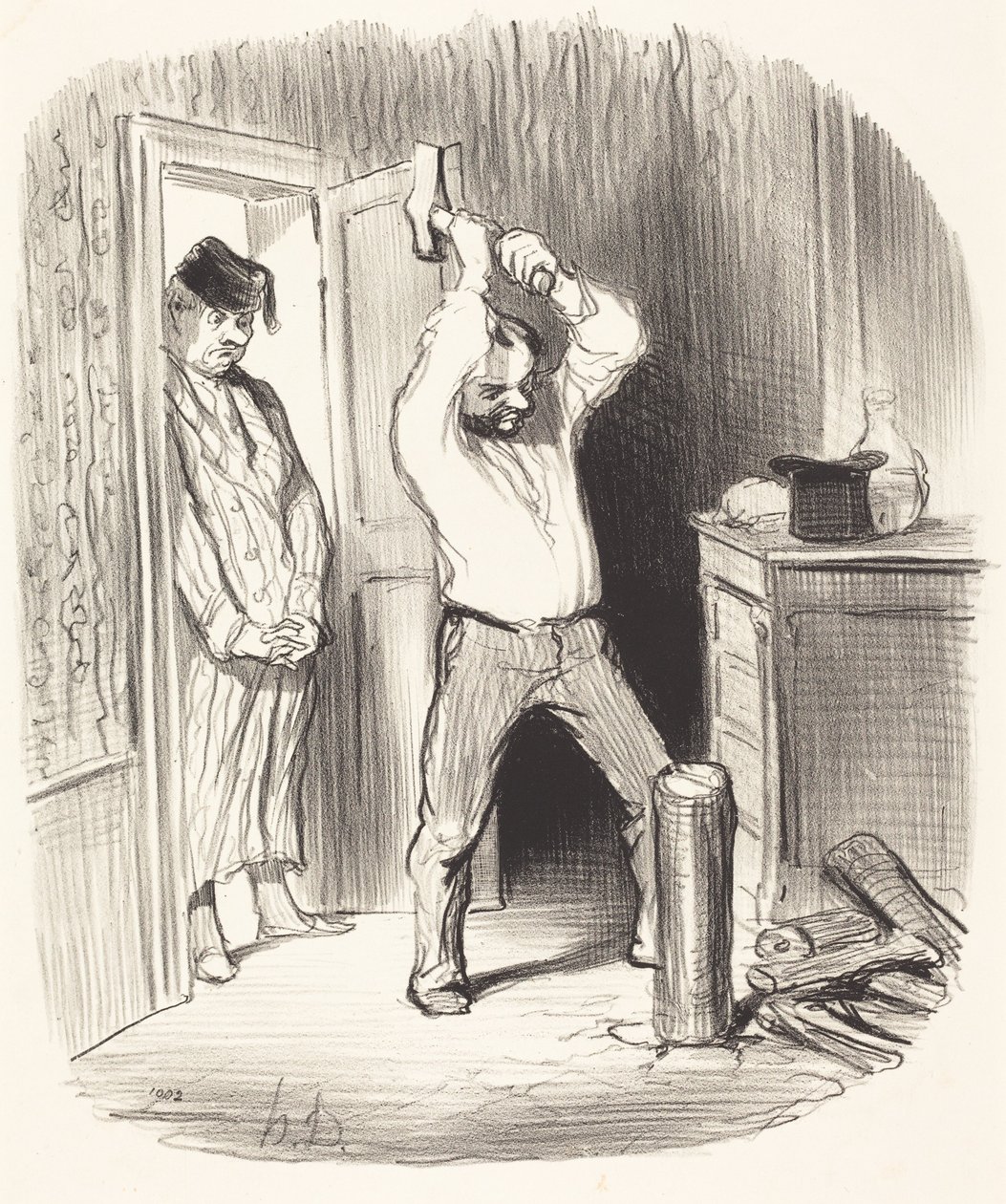 Is it permitted by God... to split wood... by Honoré Daumier