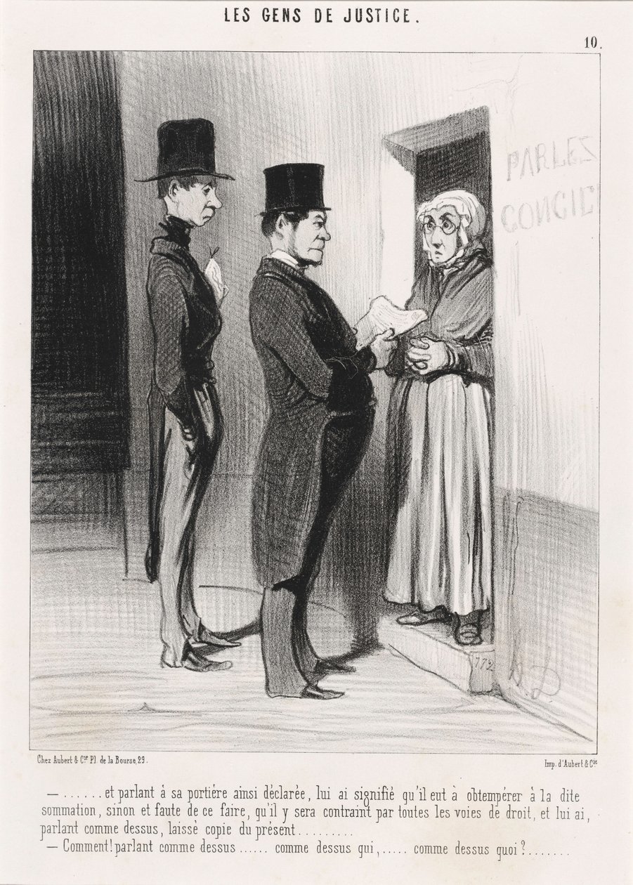 And Speaking to His Thus Declared Concierge... by Honoré Daumier