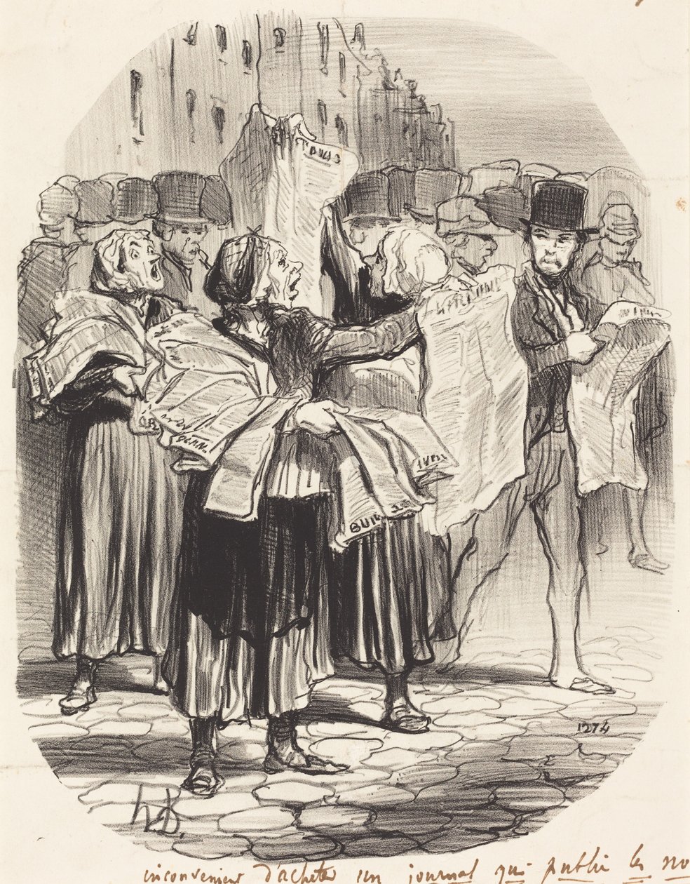 Inconvenience of Buying a Newspaper... by Honoré Daumier