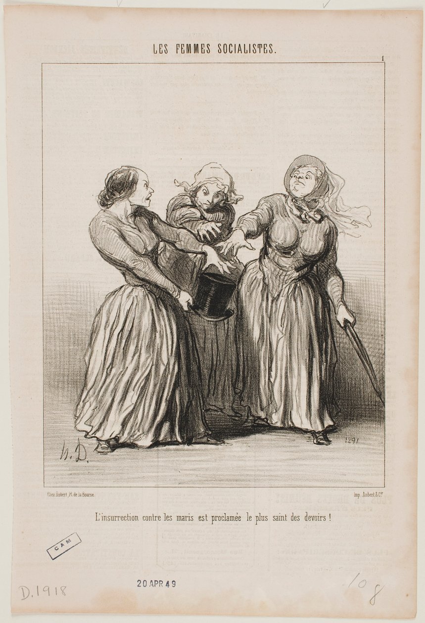 Insurrection Against Husbands is Proclaimed as the First and Holiest Duty in Life! by Honoré Daumier