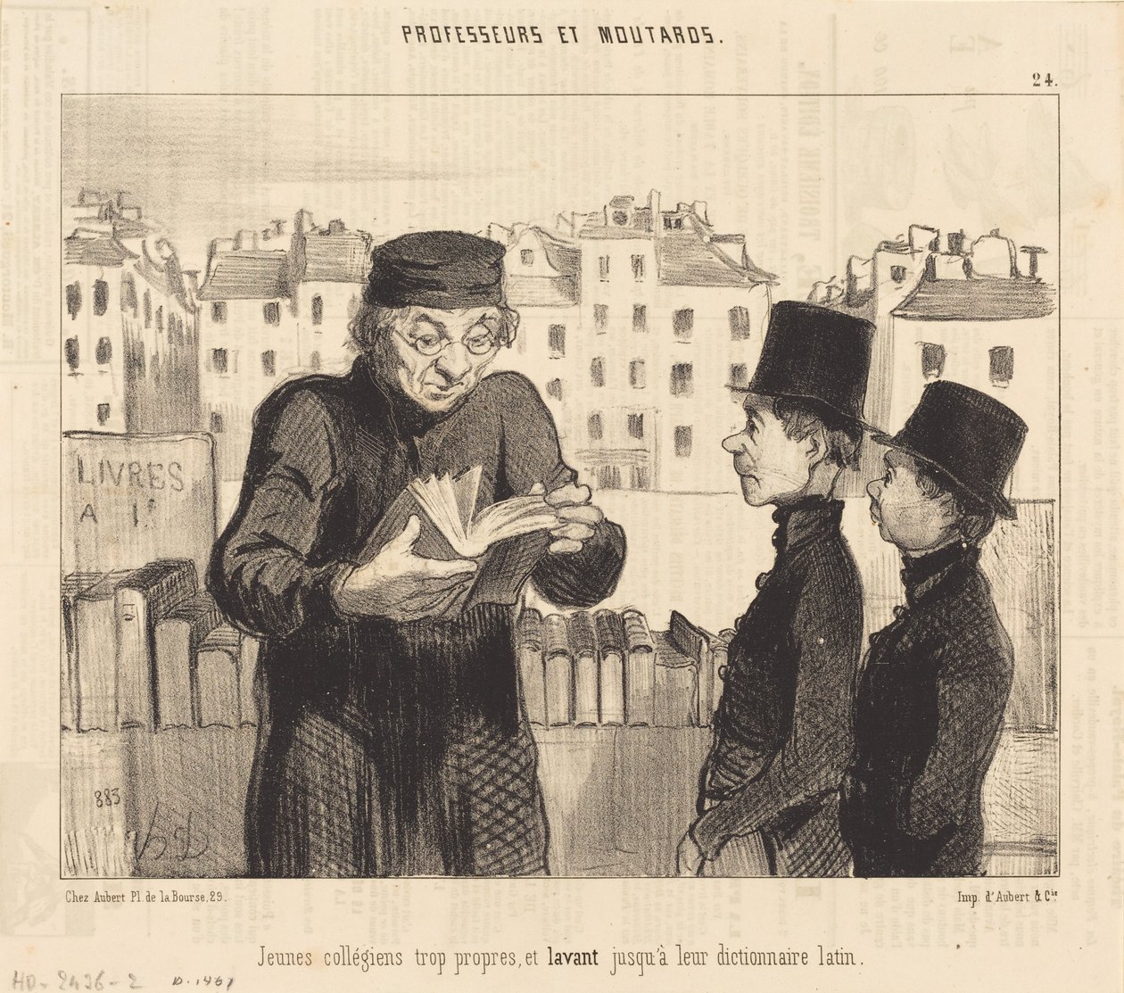 Young Students... Washing Even Their Latin Dictionary by Honoré Daumier