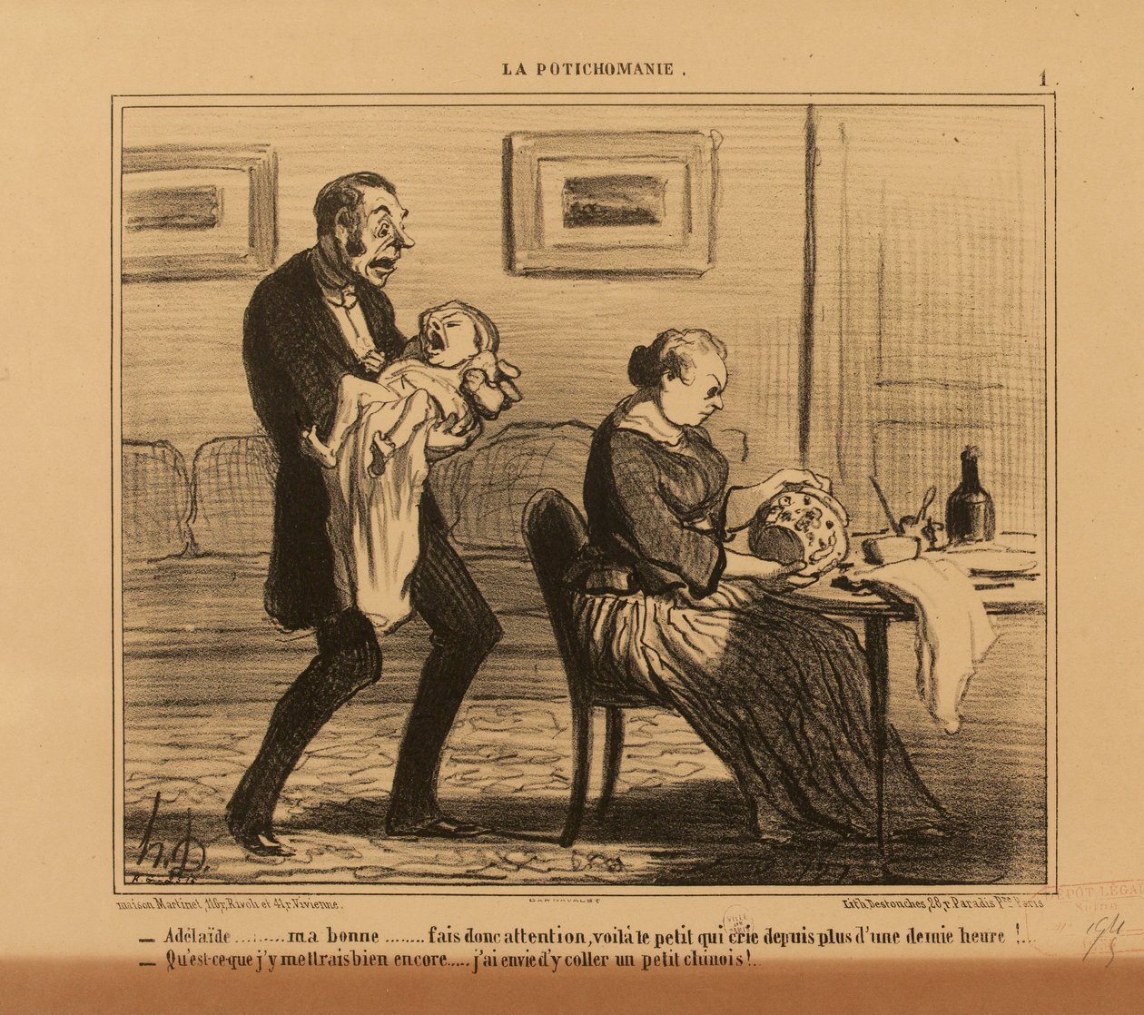 Potichomania No. 1: Adelaide, my dear, please be careful... by Honoré Daumier