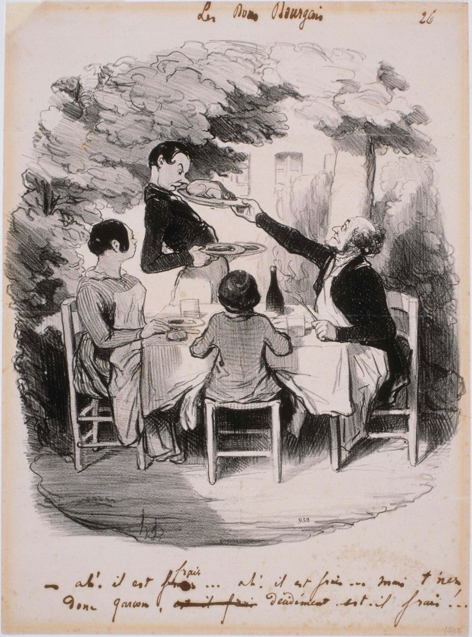 The Good Bourgeois: Ah! It is fresh... But hold it, boy by Honoré Daumier