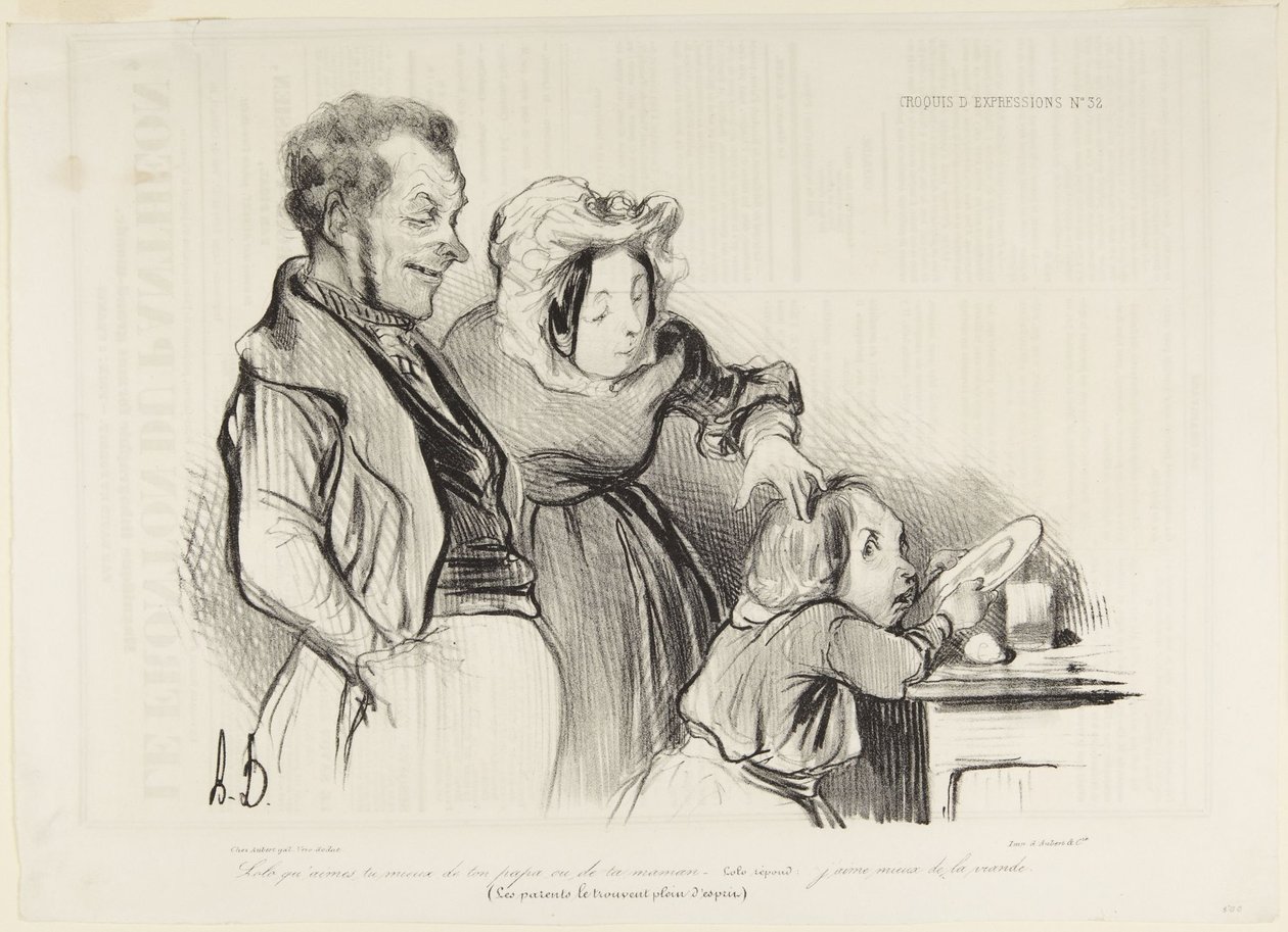 Lolo, who do you like best, daddy or mommy? by Honoré Daumier