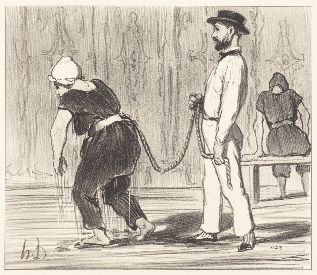 Madame Rabourdeau at Her First Lesson by Honoré Daumier